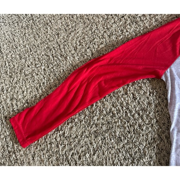 Disney‎ Women's Mickey Mouse Red Gray Long Sleeve Pajama Top Size Medium - Picture 5 of 6